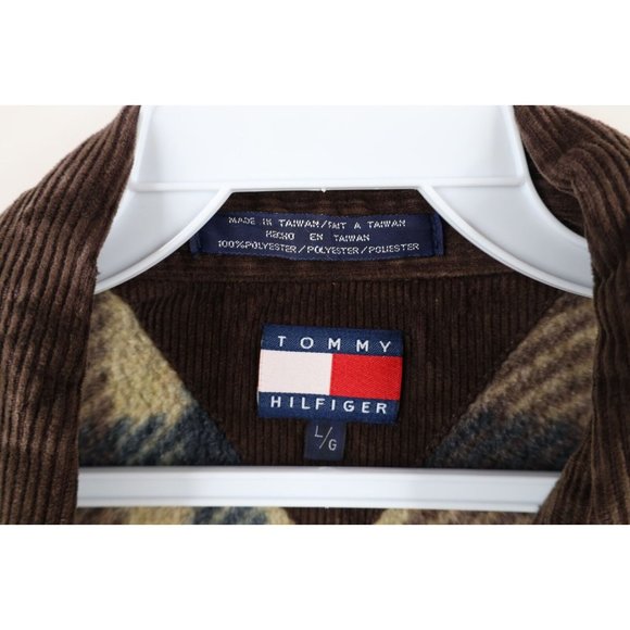 Vtg 90s Tommy Hilfiger Mens Large Faded Baggy Fit Collared Fleece Sweater Plaid - Picture 5 of 8